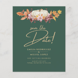 Flyer Elegante Calabaza de Oro Verde Boda de otoño Guard