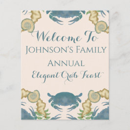 Flyer Elegante Cangrejo Festín-Acuarela Cangrejos Azules