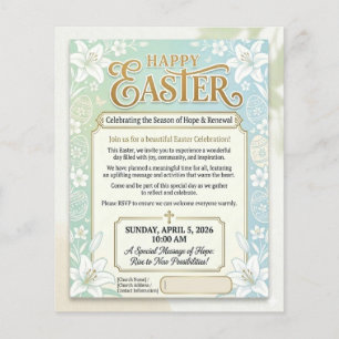 Flyer Elegante Celebración de Pascua Floral Dominical Ig