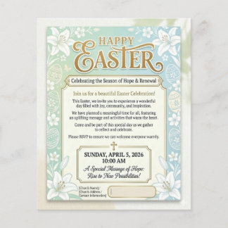 Flyer Elegante Celebración de Pascua Floral Dominical Ig