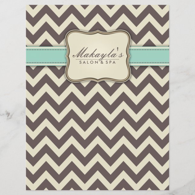 Flyer Elegante Chevron Modern Brown, Green y Beige (Frente)