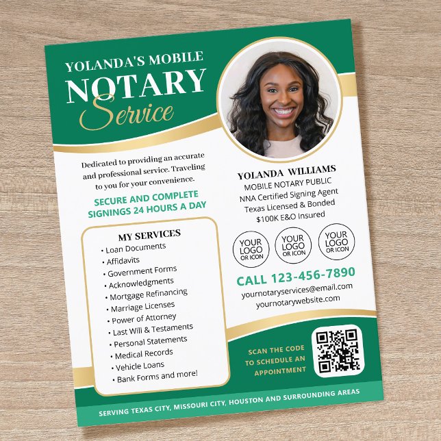 Flyer Elegante código QR del servicio de notaría móvil v (Subido por el creador)