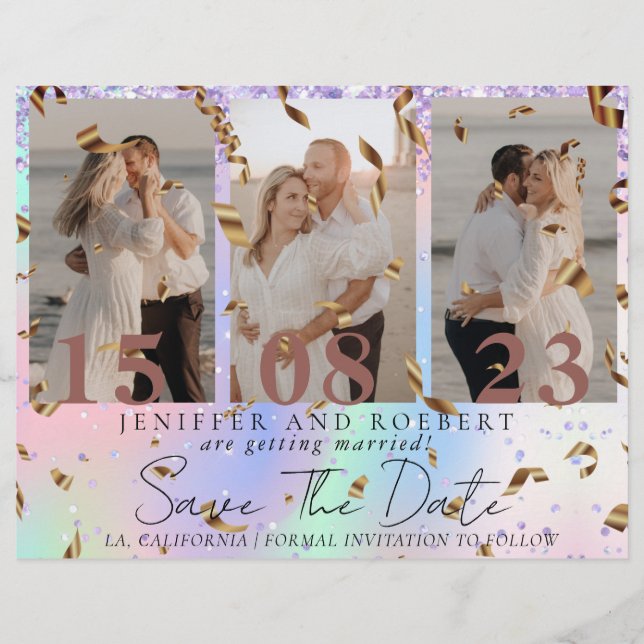 Flyer Elegante Collage de fotos de Sirena Guardar la Tar (Frente)