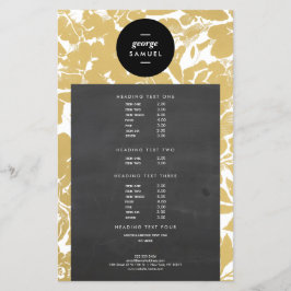 Flyer Elegante Diseño Floral Dorado Con Negro Negrita