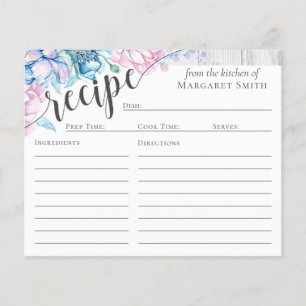 Flyer Elegante Farmhouse Floral Tarjeta de Receta Person