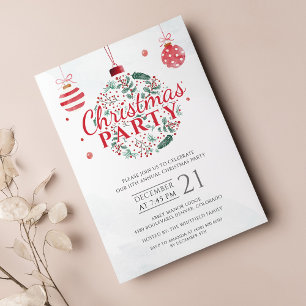 Flyer Elegante fiesta de feriado de Navidades verdes roj