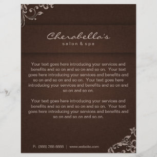 Flyer Elegante Floral Linen Salon Spa Brown Beige