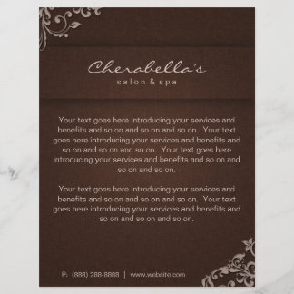 Flyer Elegante Floral Linen Salon Spa Brown Beige