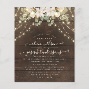 Flyer Elegante Florales de Madera Rústica Iluminan boda 