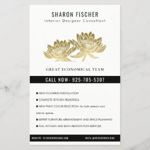 Flyer Elegante Formal Falso Floral de Loto de Negocios e