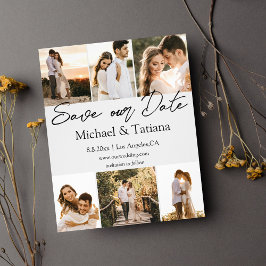 Flyer elegante guardar el boda de collage de fotos de fe