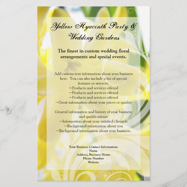 Flyer Elegante Hyacinth Amarillo con Swirl Blanco (Frente)