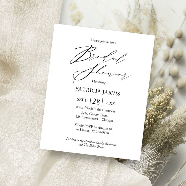 Flyer Elegante invitación a ducha de novia con presupues (Subido por el creador)