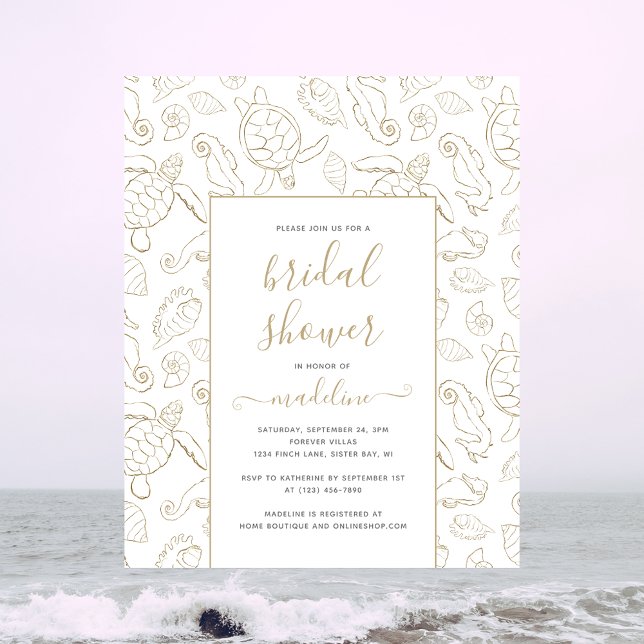 Flyer Elegante Invitación a ducha de novias en el océano (Subido por el creador)