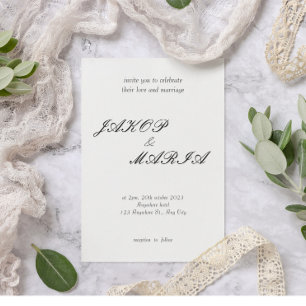 Flyer Elegante invitación a la boda en blanco y negro