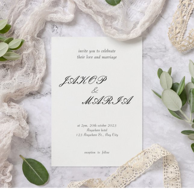 Flyer Elegante invitación a la boda en blanco y negro (Subido por el creador)