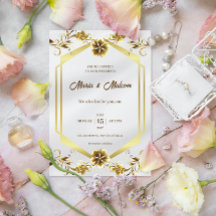Elegante Invitación a la Boda Moderna de Oro Blanc