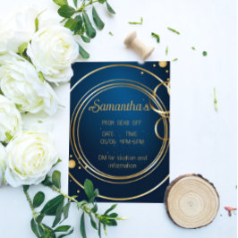 Flyer Elegante invitación a Prom Azul y Oro