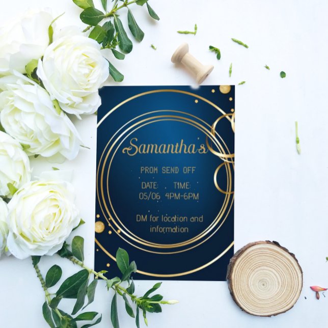 Flyer Elegante invitación a Prom Azul y Oro (Subido por el creador)