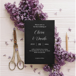 Flyer Elegante invitación clásica de boda en blanco y ne