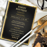 Flyer Elegante invitación de apertura de Black & Gold Gr<br><div class="desc">Gran invitación de apertura en un elegante diseño negro y dorado para su negocio,  quizás una tienda,  un restaurante o un salón de belleza. ¡Añade tu propio logo también!</div>