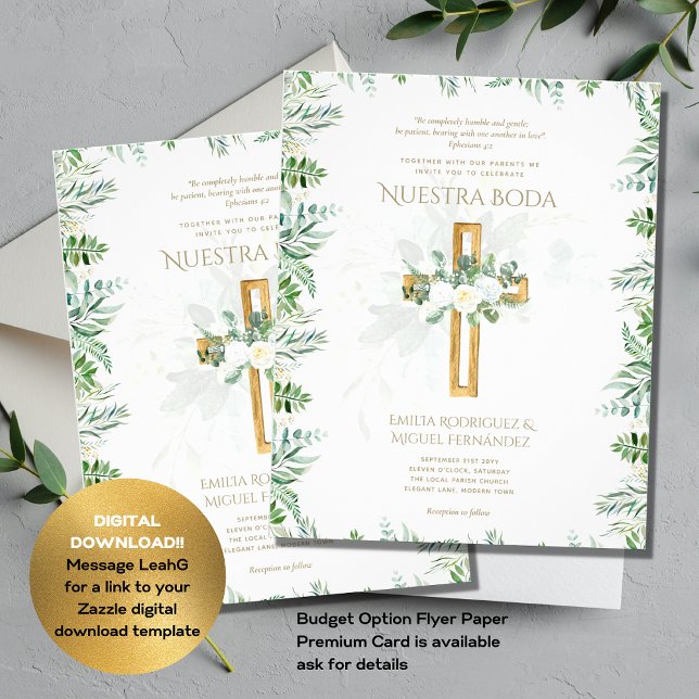 Flyer Elegante Invitación De Boda Católica Bilingüe Inv (Subido por el creador)
