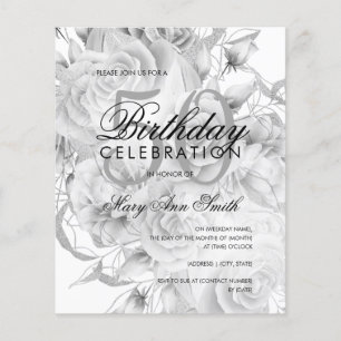Flyer Elegante invitación floral de cumpleaños número 50