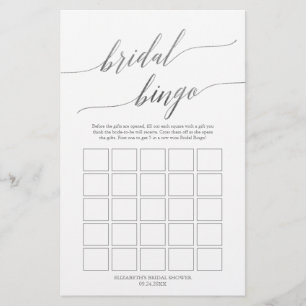 Flyer Elegante juego de bingo nupcial con caligrafía pla