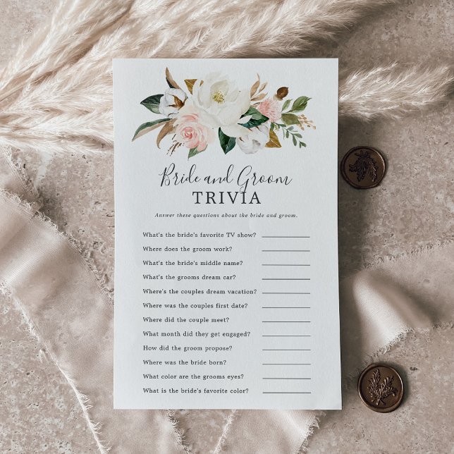 Flyer Elegante juego Magnolia Bride y Groom Trivia (Subido por el creador)