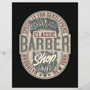 Flyer Elegante Logotipo Retro de Barbería Vintage