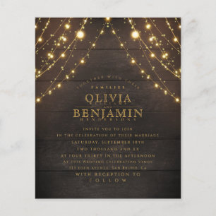 Flyer Elegante Madera Rústica Oscura Ilumina boda de cue