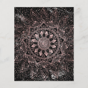 Flyer Elegante mandala de mármol con puntos dorados rosa