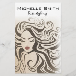 Flyer Elegante Moda Sepia Wavy Hairstyle Extensiones de