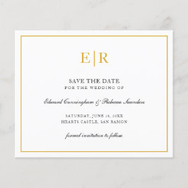 Flyer Elegante Monograma Dorado Presupuesto Boda Guardar