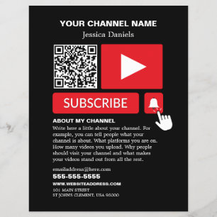 Flyer Elegante negro y rojo - Código QR, Youtube - Vlogg