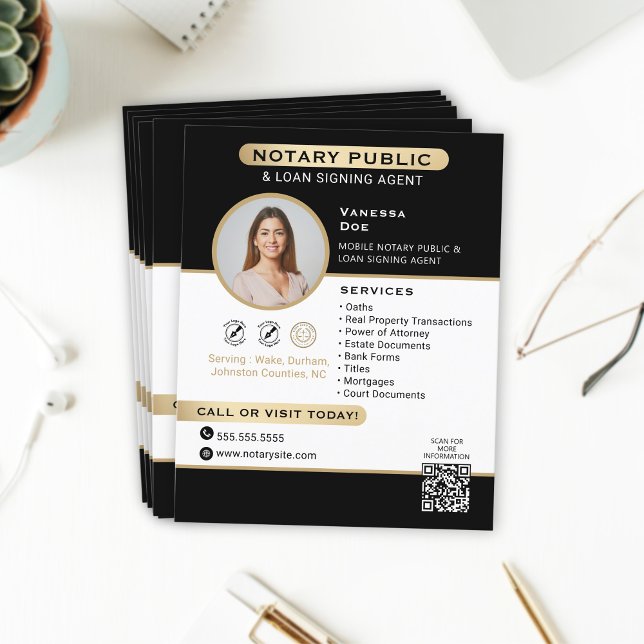 Flyer Elegante Notario Oro Negro Foto Comercialización d (Subido por el creador)