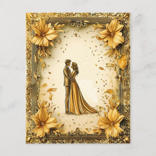Flyer Elegante obra de arte dorada de pareja de recién c