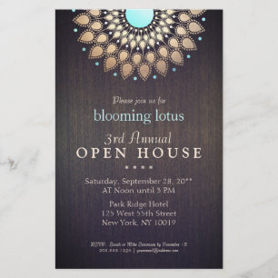 Flyer Elegante Ornate Gold Lotus Mandala Wood Event