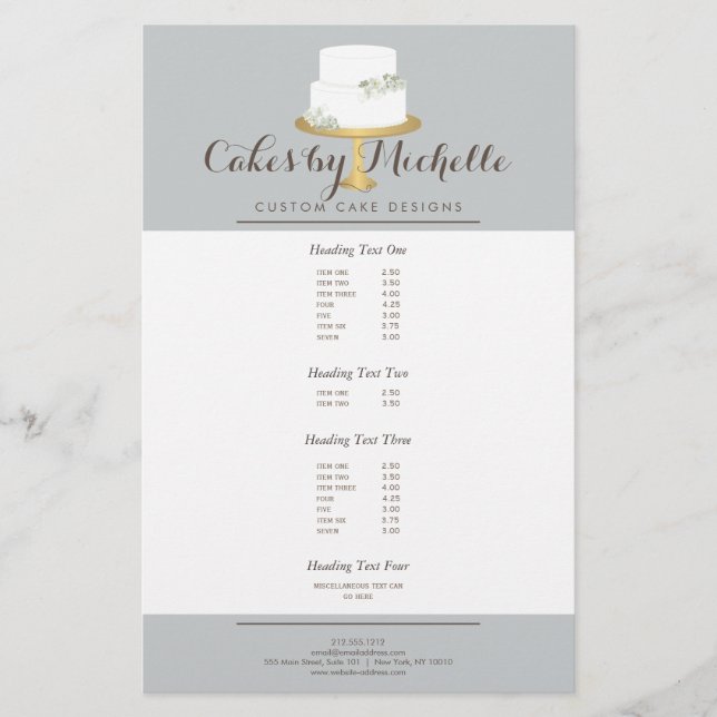 Flyer Elegante pastel blanco con decoración de pasteles  (Frente)