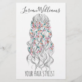 Flyer Elegante Pastel Bride Wavy Hair Estilo Floral