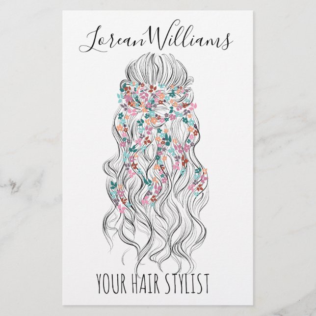 Flyer Elegante Pastel Bride Wavy Hair Estilo Floral (Frente)