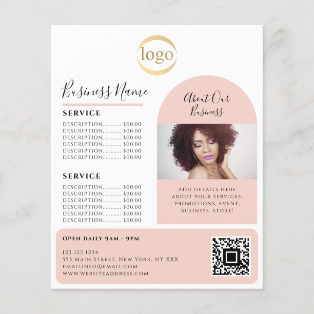 Flyer Elegante Personalizado Foto Logotipo Estético prom (Frente)