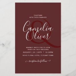 Flyer Elegante PRESUPUESTO Borgoña Monocromo Boda Simple