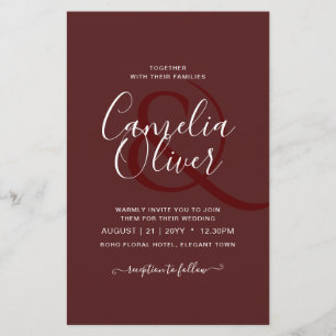 Flyer Elegante PRESUPUESTO Borgoña Monocromo Boda Simple