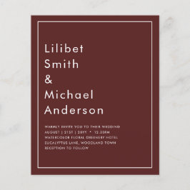 Flyer Elegante PRESUPUESTO Borgoña Monocromo Boda Simple