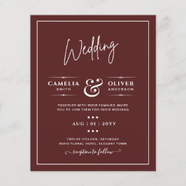 Flyer Elegante PRESUPUESTO Borgoña Monocromo Boda Simple