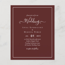 Flyer Elegante PRESUPUESTO Borgoña Monocromo Boda Simple