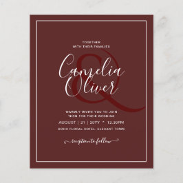 Flyer Elegante PRESUPUESTO Borgoña Monocromo Boda Simple