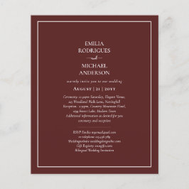 Flyer Elegante PRESUPUESTO Burgundy FOTO Boda Tipografía
