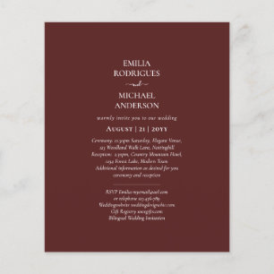 Flyer Elegante PRESUPUESTO Burgundy Monocromo Boda Simpl